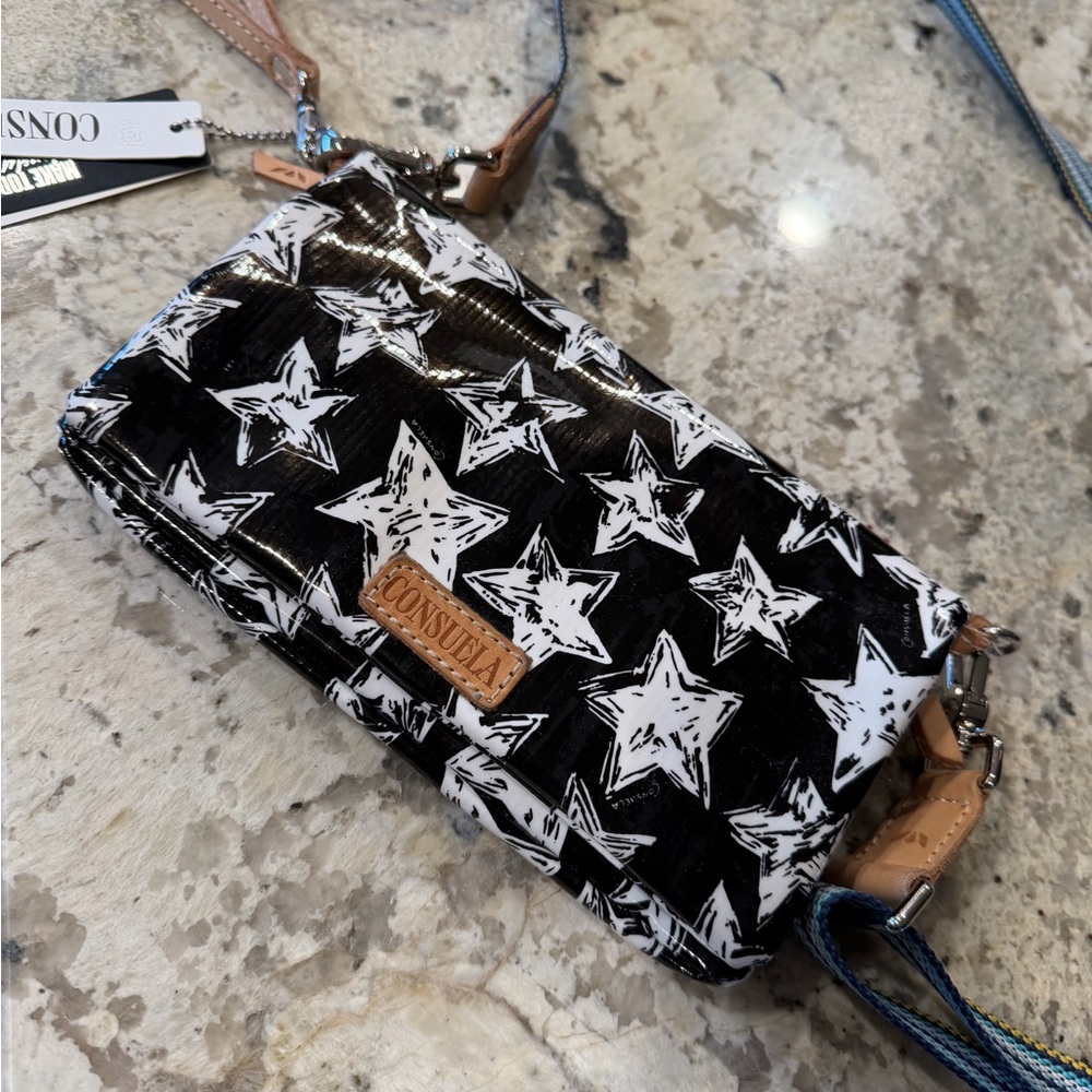 Consuela Starry Black and White Clutch